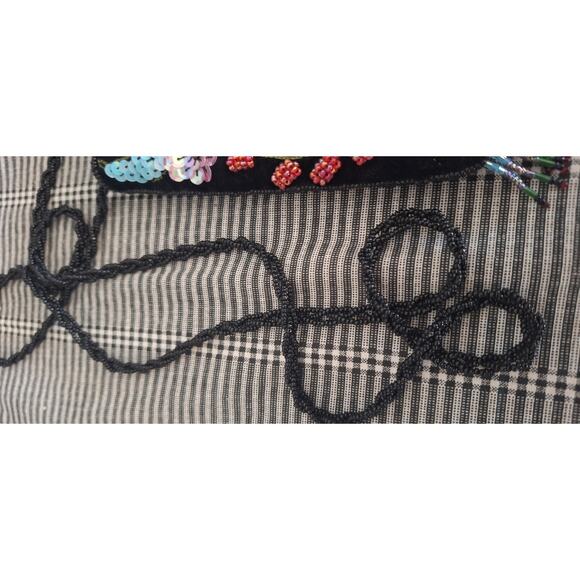 90s crossbody bag- floral bead design handbag w/ strap & fringe beading- nwot - Picture 5 of 8